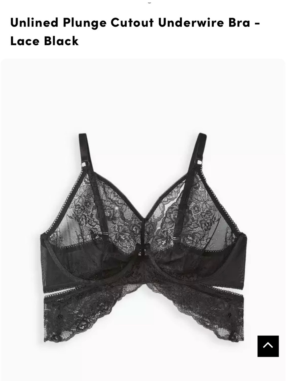 NWT torrid Black Sheer Lace Plunge Bra with Cutout